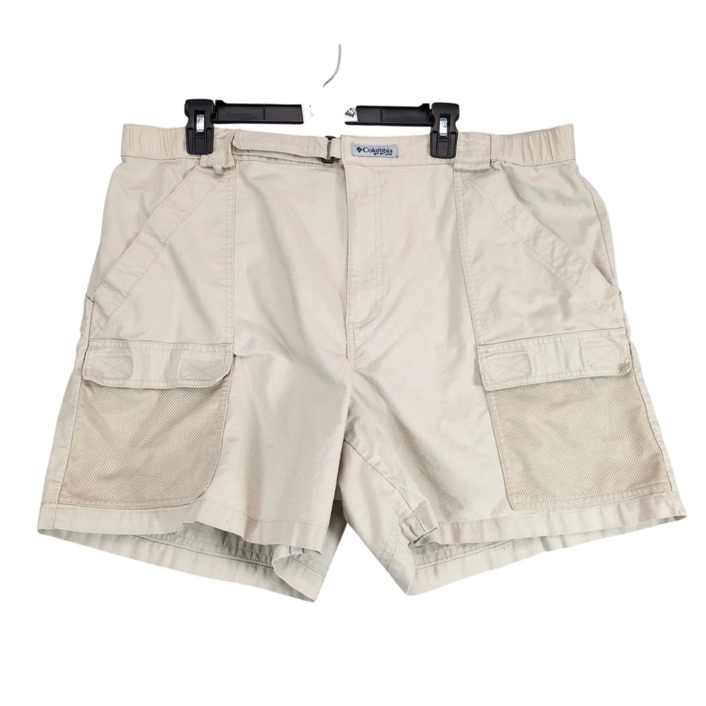 Columbia PFG Beige Cargo Shorts Mens XL 39x5.5" Performance Fishing Gear Utility